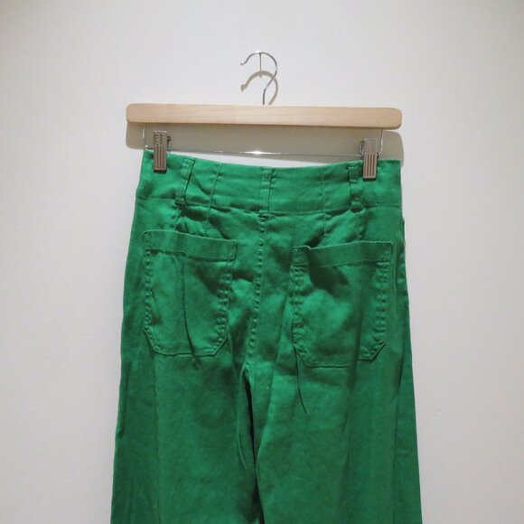 ANTHROPOLOGIE MAEVE The Colette Cropped Wide Leg Linen Pants in Bright Green 25 - Picture 11 of 15